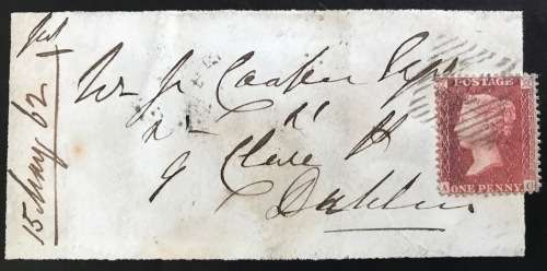 PENNY RED=on COVER=ENGLAND=IRELAND=DUBLIN=15 May 1862=MOURNING COVER=Postal History=GREAT BRITAIN.