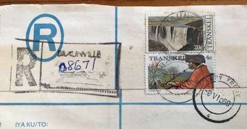 Registered Letter Post Office BRAUNVILLE LADY FRERE TRANSKEI to CAPE TOWN 1980 SOUTH AFRICA.