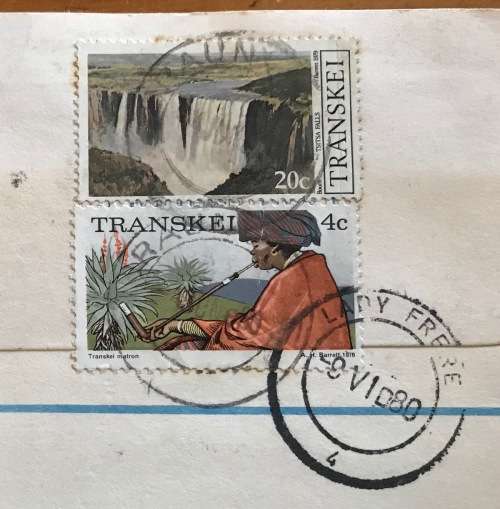 Registered Letter Post Office BRAUNVILLE LADY FRERE TRANSKEI to CAPE TOWN 1980 SOUTH AFRICA.
