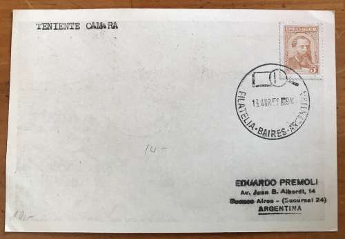 ANTARCTIC CARD FILATELIA BAIRES ARGENTINA TENIENTE CAMARA 1959 PENGUIN.