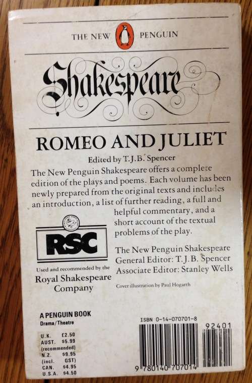 SHAKESPEARE ROMEO and JULIET NEW PENGUIN PAPERBACK BOOK