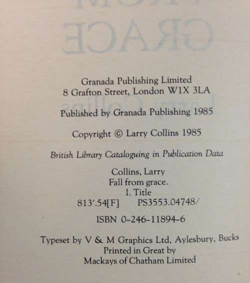 FALL FROM GRACE LARRY COLLINS 1985 World War II FRENCH AGENT NAZI`S GERMANY ESPIONAGE.