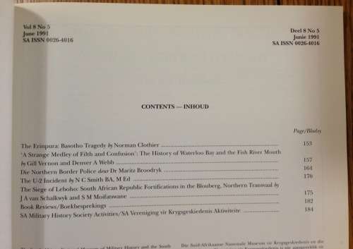 MILITARY HISTORY JOURNAL JUNE 1991 VOLUME 8 NO. 5 SA ISSN 0026-4016 KRYGSHISTORIESE TYDSKRIF.
