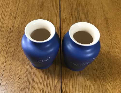 VASES x 2 PAIR DEVONMOOR POTTERY ENGLAND Inscibed `BUCKFAST` the BLUE of DEVON!!!