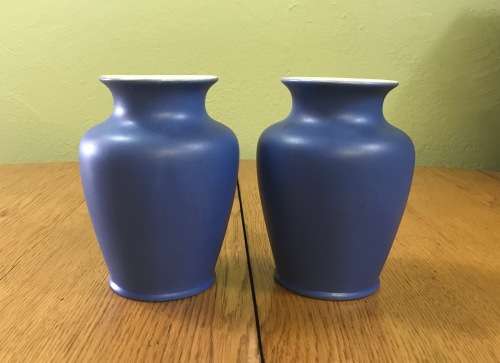 VASES x 2 PAIR DEVONMOOR POTTERY ENGLAND Inscibed `BUCKFAST` the BLUE of DEVON!!!