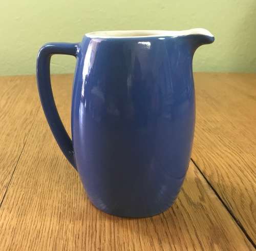 JUG PITCHER CREAMER DEVONMOOR POTTERY ENGLAND Inscibed `MOUSEHOLE` the BLUE of DEVON!!!