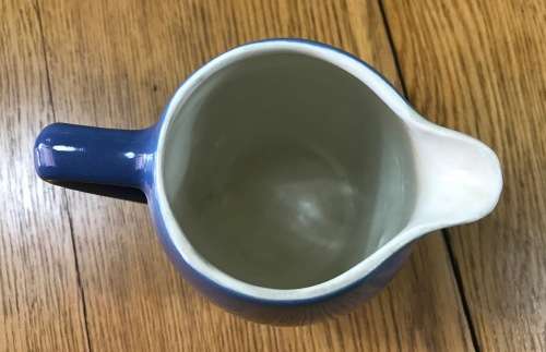 JUG PITCHER CREAMER DEVONMOOR POTTERY ENGLAND Inscibed `MOUSEHOLE` the BLUE of DEVON!!!