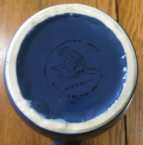 JUG PITCHER CREAMER DEVONMOOR POTTERY ENGLAND Inscibed `MOUSEHOLE` the BLUE of DEVON!!!