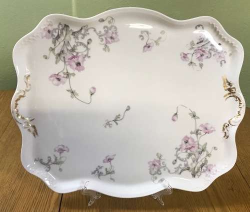 LIMOGES PORCELAIN PLATTER FRANCE pink flowers TRAY STUNNING!!!! LARGE!!!!