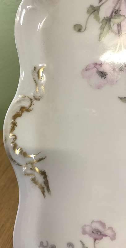 LIMOGES PORCELAIN PLATTER FRANCE pink flowers TRAY STUNNING!!!! LARGE!!!!