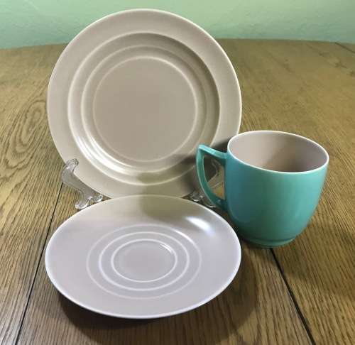 TEA SET - BRANKSOME ENGLAND TEA SET 5 x TRIO`s CREAMER SUGAR TEAPOT CAKE PLATE ART DECO!!