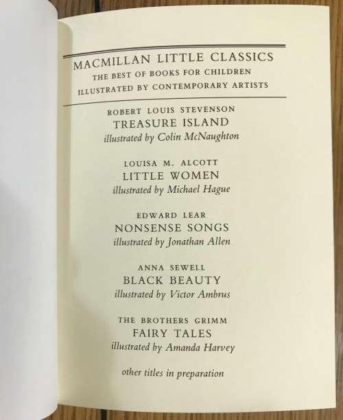 GRIMM`S FAIRY TALES COLLECTED by JACOB and WILHELM GRIMM MACMILLAN LITTLE CLASSICS TREASURE ISLAND.