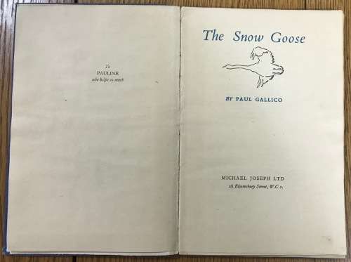 THE SNOW GOOSE PAUL GALLICO 1946 31 pages BOOK
