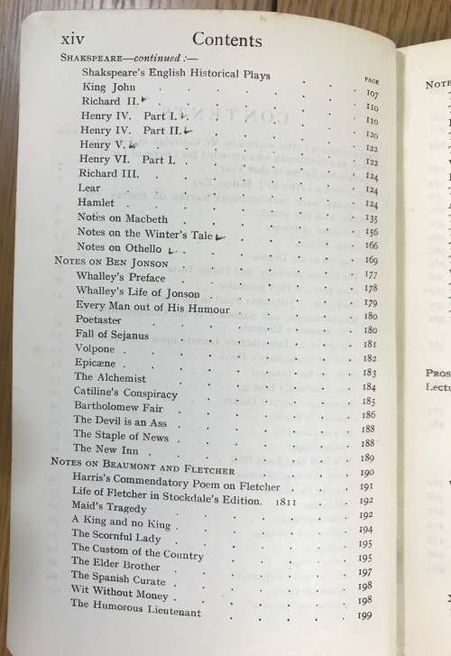 Coleridge`s Essays + Lectures on Shakespeare & Old Poets & Dramatists. Everyman`s Library No. 162.