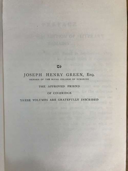 Coleridge`s Essays + Lectures on Shakespeare & Old Poets & Dramatists. Everyman`s Library No. 162.