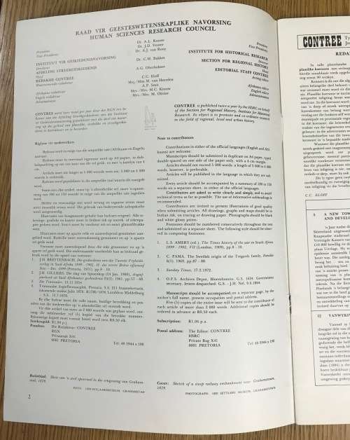 Contree Journal for South African Urban and Regional History Magazine No. 6 JULY 1979 Geography.