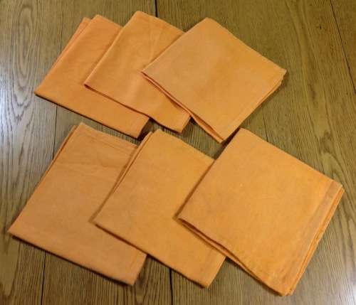 SERVIETTES x 6 CLOTH 100% COTTON NAPKINS ORANGE NICE!!!