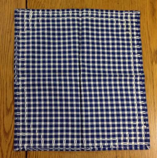 SERVIETTES x 6 + MATCHING TABLE CLOTH MATERIAL CLOTH LINEN BLUE and WHITE SQUARES EDGED STUNNING!!!!