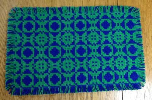 TABLE PLACE MATS x 6 MATERIAL CLOTH GREEN + DARK BLUE AWESOME MATS!!!!