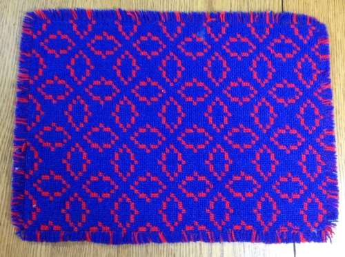 TABLE PLACE MATS x 6 MATERIAL CLOTH BRIGHT RED + DARK BLUE AWESOME MATS!!!!