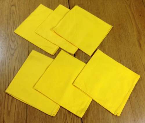 SERVIETTES x 6 CLOTH COTTON BRIGHT YELLOW NAPKINS.