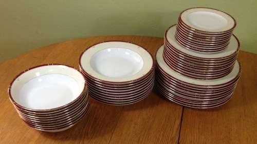 DINNER SERVICE=LIMOGES=SCALA RUBIS=PHILIPPE DESHOULIERES=10 place setting=101 piece=MAGNIFICENT!!!!!