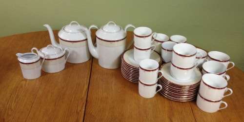 DINNER SERVICE=LIMOGES=SCALA RUBIS=PHILIPPE DESHOULIERES=10 place setting=101 piece=MAGNIFICENT!!!!!