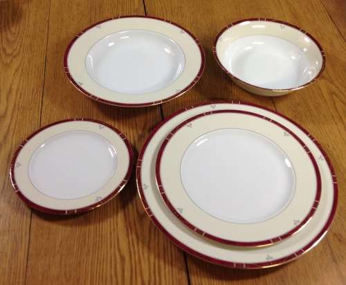 DINNER SERVICE=LIMOGES=SCALA RUBIS=PHILIPPE DESHOULIERES=10 place setting=101 piece=MAGNIFICENT!!!!!