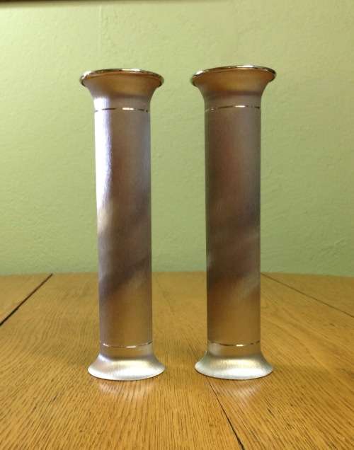 CANDLESTICKS PAIR (2) STEEL LIFE FINLAND STAINLESS STEEL BRUSHED PATTERNED VERY ELEGANT!!!!!