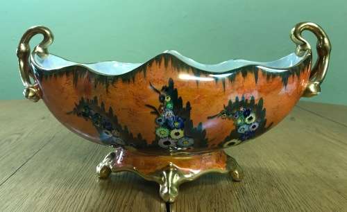 CARLTONWARE=CARLTON WARE=ORANGE GONDOLA 3478=VERY SCARCE=VASE=FRUIT BOWL=1930's=Stunning!!!!!!!!!!!!