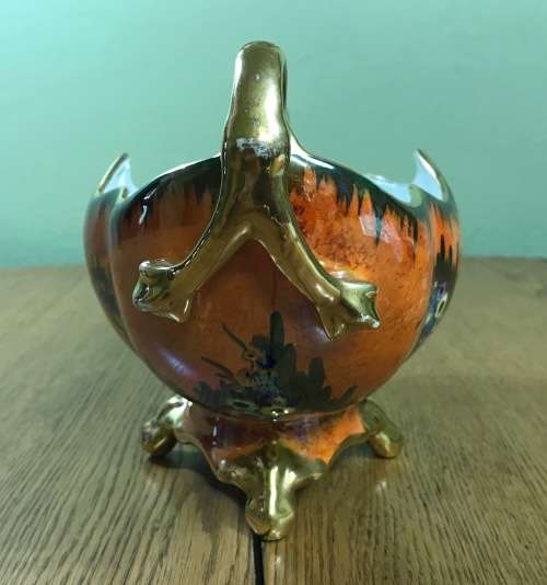 CARLTONWARE=CARLTON WARE=ORANGE GONDOLA 3478=VERY SCARCE=VASE=FRUIT BOWL=1930's=Stunning!!!!!!!!!!!!