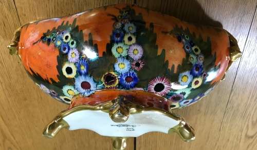 CARLTONWARE=CARLTON WARE=ORANGE GONDOLA 3478=VERY SCARCE=VASE=FRUIT BOWL=1930's=Stunning!!!!!!!!!!!!