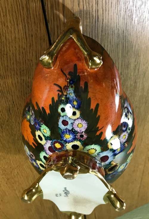CARLTONWARE=CARLTON WARE=ORANGE GONDOLA 3478=VERY SCARCE=VASE=FRUIT BOWL=1930's=Stunning!!!!!!!!!!!!