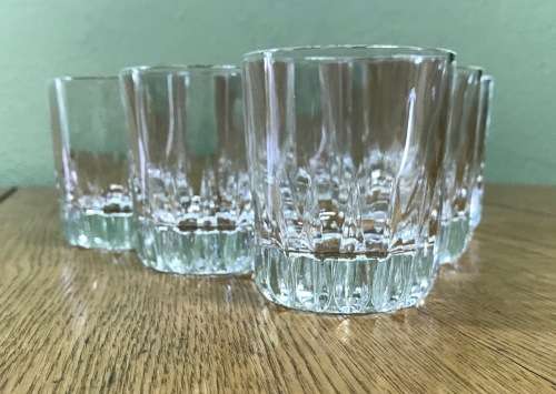 6 x GLASS TUMBLERS=WHISKY=WATER=JUICE=GOOD CONDITION.