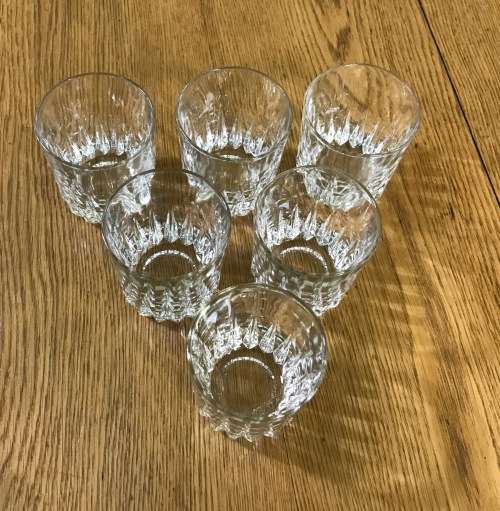 6 x GLASS TUMBLERS=WHISKY=WATER=JUICE=GOOD CONDITION.