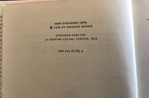 BOOK THE HUMAN ZOO DESMOND MORRIS 1969 Ist EDITION NOVEL.