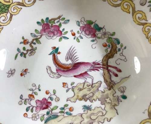 MINTONS=COCKATRICE GREEN=DESSERT BOWLS x 2=PHEASANT=1912-50=Pattern No. 4863=bird=GLOBE BACKSTAMP.