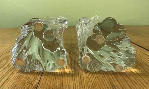 BACCARAT CRYSTAL ODILON SWIRL GLASS CANDLESTICKS - PAIR - Candle Holders.