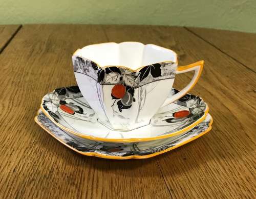SHELLEY=QUEEN ANNE=DAMSONS ORANGE=TRIO=11632=1925-40=RD723404=ENGLAND=Nice Display Item!!!