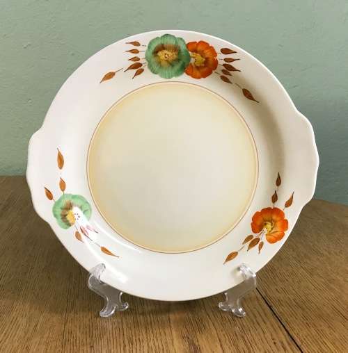 CLARICE CLIFF CAKE PLATE NEWPORT POTTERY HONEYDEW PATTERN FLOWER RHODANTHE HANDPAINTED ENGLAND!!!!!!