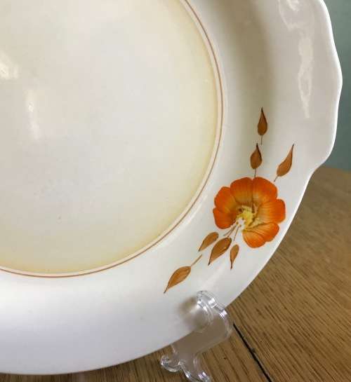 CLARICE CLIFF CAKE PLATE NEWPORT POTTERY HONEYDEW PATTERN FLOWER RHODANTHE HANDPAINTED ENGLAND!!!!!!
