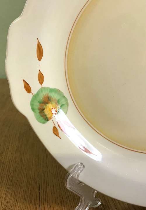 CLARICE CLIFF CAKE PLATE NEWPORT POTTERY HONEYDEW PATTERN FLOWER RHODANTHE HANDPAINTED ENGLAND!!!!!!
