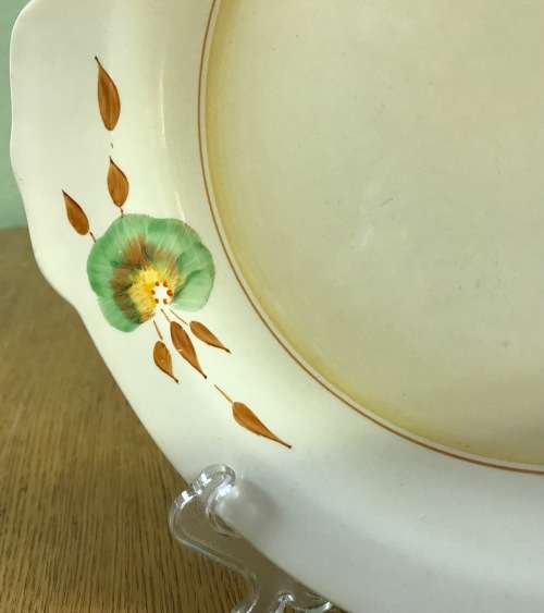 CLARICE CLIFF CAKE PLATE NEWPORT POTTERY HONEYDEW PATTERN FLOWER RHODANTHE HANDPAINTED ENGLAND!!!!!!