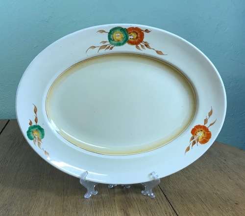 CLARICE CLIFF OVAL PLATTER NEWPORT POTTERY HONEYDEW PATTERN FLOWER RHODANTHE HANDPAINTED ENGLAND!!!