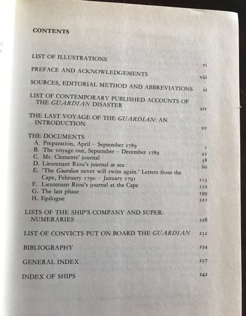 THE LAST VOYAGE OF THE GUARDIAN=LIEUTENANT RIOU=COMMANDER=1789-91=VAN RIEBEECK SOCIETY=1990=VRS 20.
