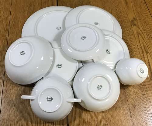ARZBERG=DINNER & TEA SERVICE=76 PIECES=8 PLACE SETTING=ICE WHITE=GERMANY=AWESOME=PRACTICAL=SIMPLE!!!