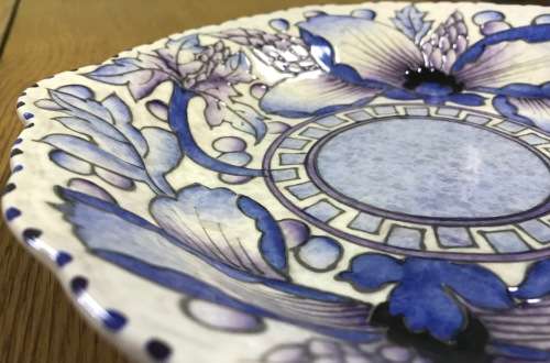 CHARLOTTE RHEAD BURSLEY WARE HEART-SHAPED BOWL DISH 1935/36 TL43 WIND TOSSED PEONY ENGLAND SCARCE!!!