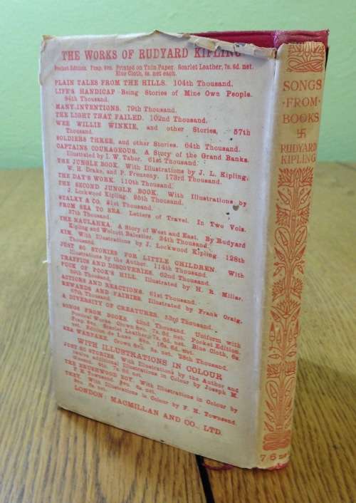 Songs from Books Macmillan`s pocket Kipling RUDYARD KIPLING 1920.