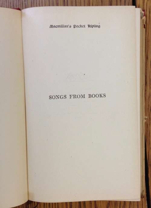 Songs from Books Macmillan`s pocket Kipling RUDYARD KIPLING 1920.