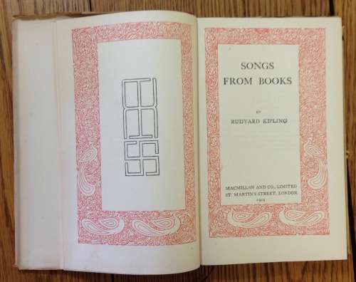 Songs from Books Macmillan`s pocket Kipling RUDYARD KIPLING 1920.
